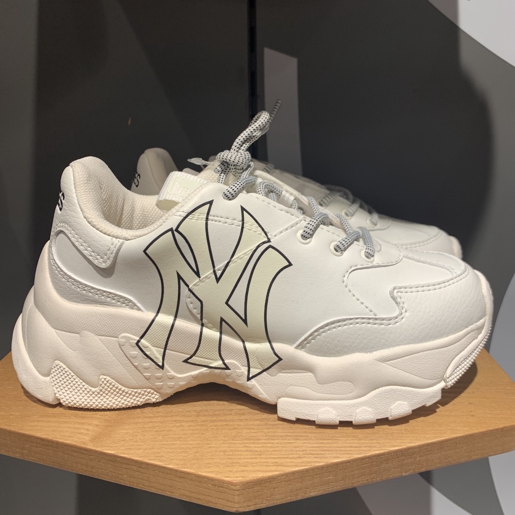 Giày Sneaker MLB Chunky NY Trắng, Giày Thể Thao Yankees Chữ Vàng Nam Nữ Da Bò Đế Độn 2 Lớp Cao Cấp Full Size (36-43)