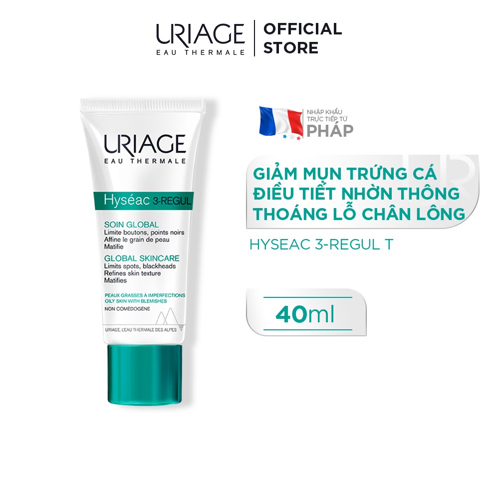 [Mã FMCGMALL -8% đơn 250K] Kem ngăn ngừa mụn trứng cá hỗn hợp không màu URIAGE HYSÉAC 3-REGUL SOIN GLOBAL 40ml