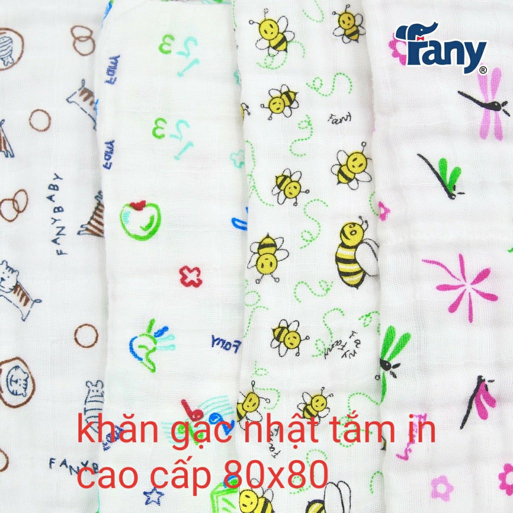 Khăn tắm Fany vải xô 4 lớp họa tiết Set 2 chiế và Set 1 chiếc