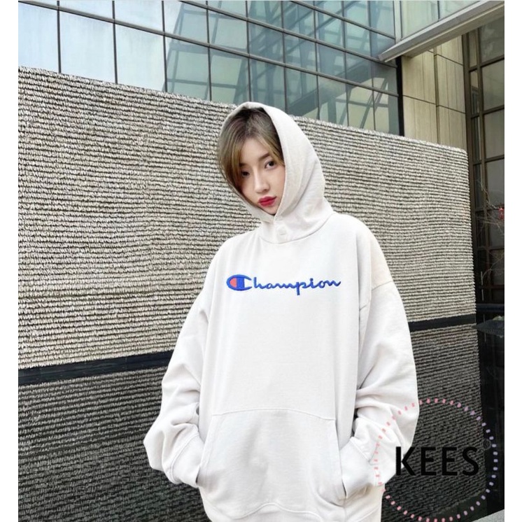 Áo Hoodie Champion Thêu Full Logo Vải Nỉ Bông Cotton - Hàng Cao Cấp