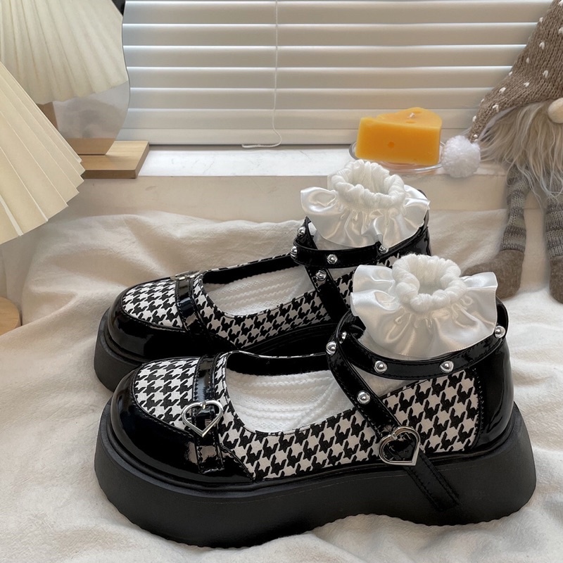 Giày lolita nữ độn đế cao,Giày da ulzzang nữ phong cách Hàn Quốc LT28