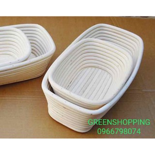 Khuôn ủ bánh mì sourdough bằng mây tự nhiên gim inox hình chữ nhật 30x14cm, 35x16cm