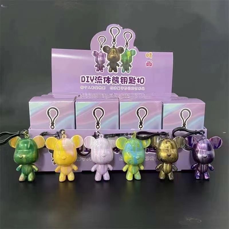 Móc Khóa Bearbrick DIY Tự Đổ Màu Acrylic Pouring Theo Sở Thích Nhiều Màu Siêu Xinh Mã MK-002