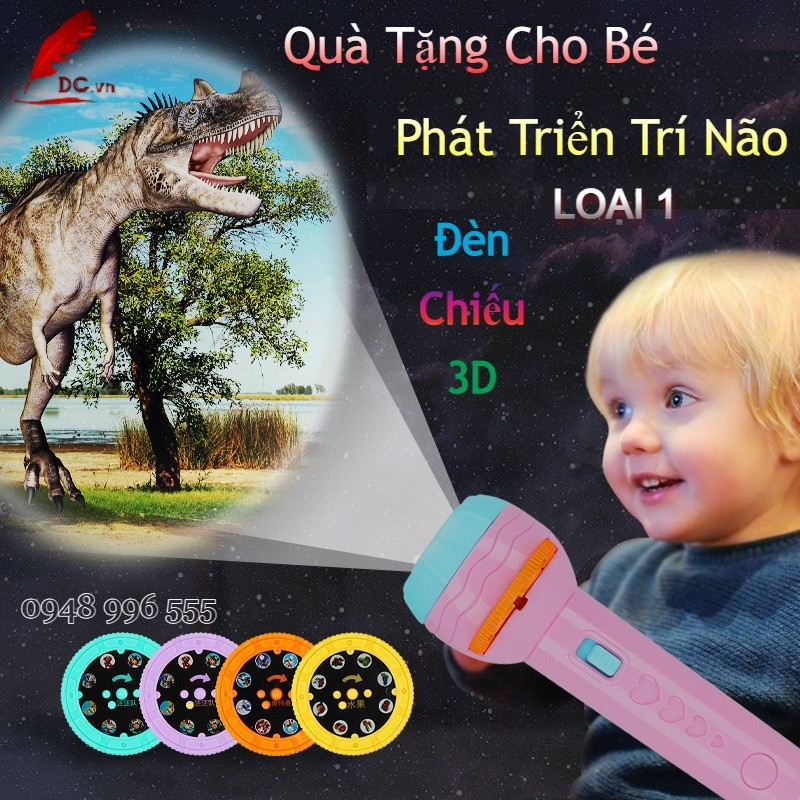 Đèn Pin Chiếu Hình - Loại 1 Cho Bé 24 Hình Động Vật Nhiều Chủ Đề Ngộ Nghĩnh Quà Tặng Cho Bé Vui Chơi Khám Phá