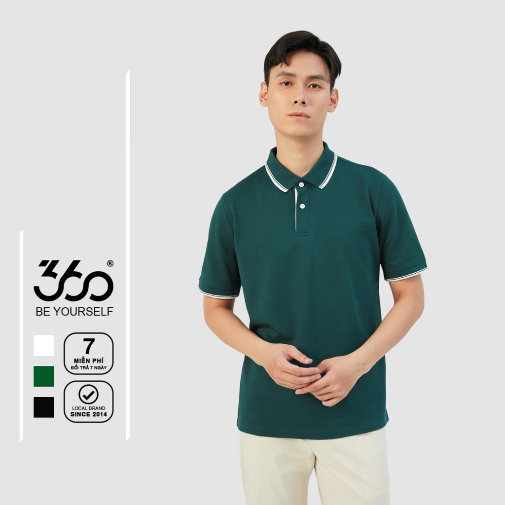 Áo polo nam thương hiệu 360 BOUTIQUE thun nam có cổ 3 màu cotton cao cấp - POTOL312