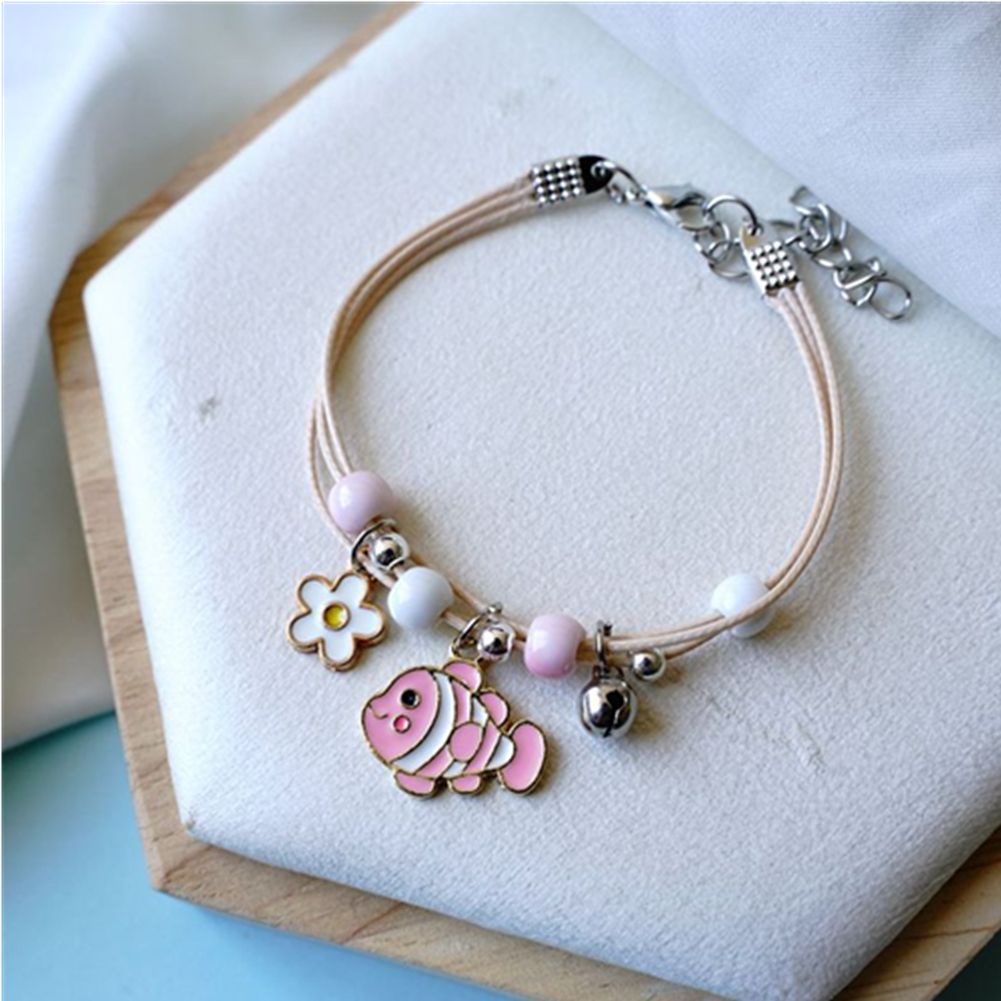 Vòng đeo tay chuỗi hạt gốm mặt hình mèo/gấu/cá hoạt hình có thể điều chỉnh cho cặp đôi bạn thân