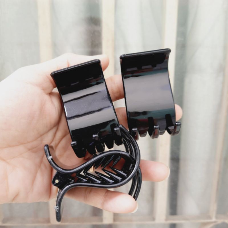 Lố 12 kẹp tóc 5 răng loại bóng màu đen