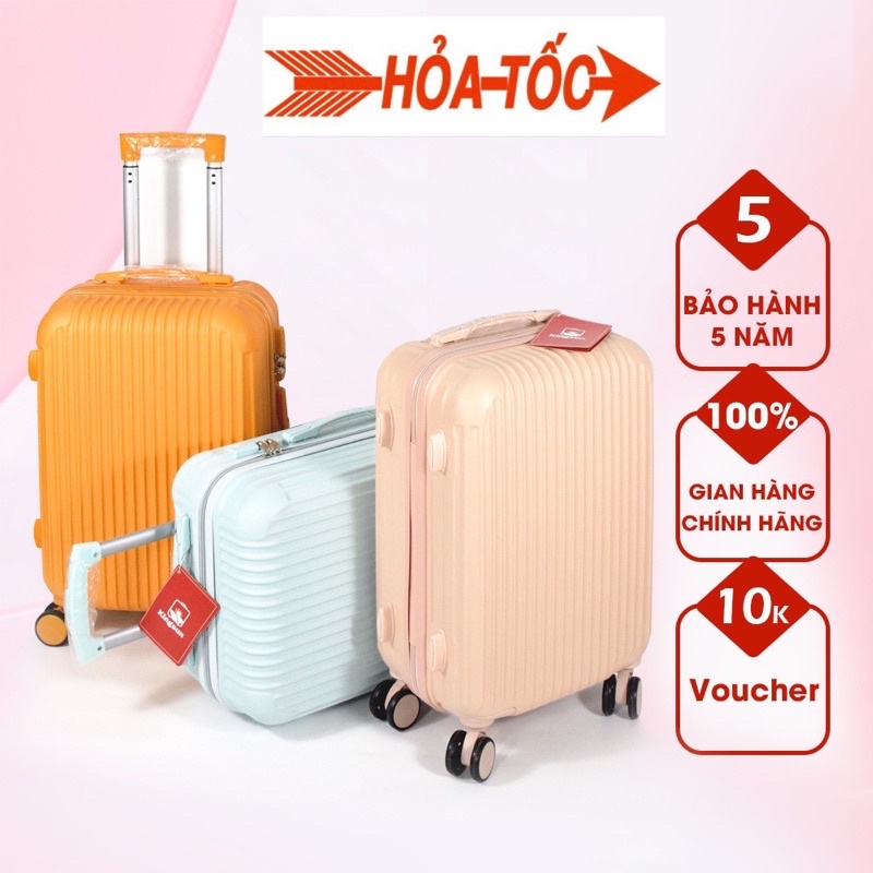 Vali du lịch xách tay Size20/24nch Nhựa ABS siêu mềm dẻo chịu lực, Bảo hành 5 năm