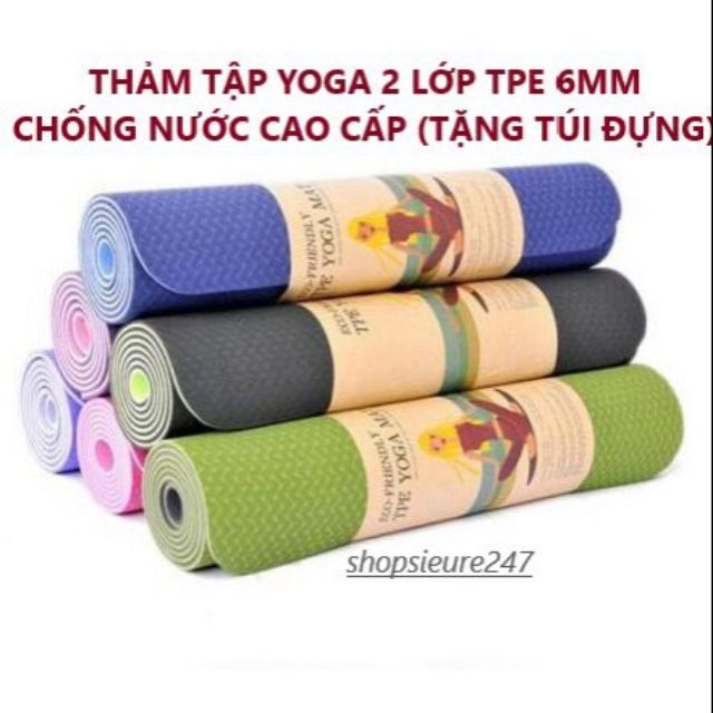 Thảm tập Yoga TPE cao cấp 2 lớp 6mm