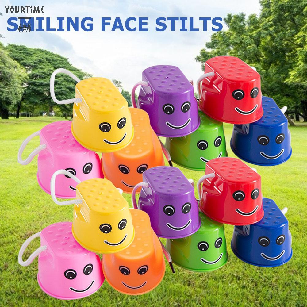 Đồ chơi 2pcs Jumping Stilts Smile Face Walk Stilt Jump Kids Outdoor Fun Sports Toy