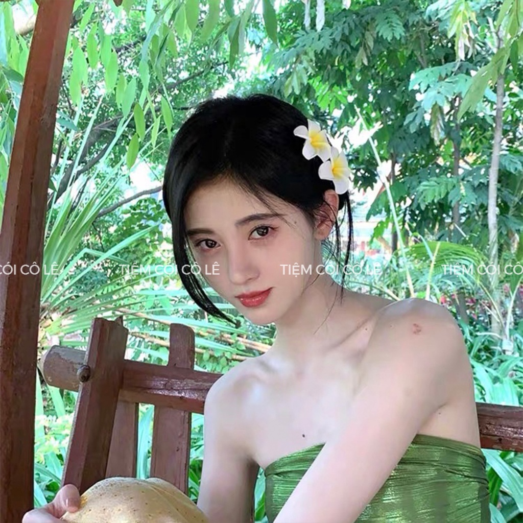 Hoa đại cài tóc, phụ kiện cài tóc đi biển siêu xinh cho bạn gái - Tiệm Cói Cô Lê