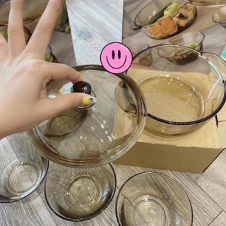 Bộ 4 bát thủy tinh trong suốt kèm nồi cao cấp_supon