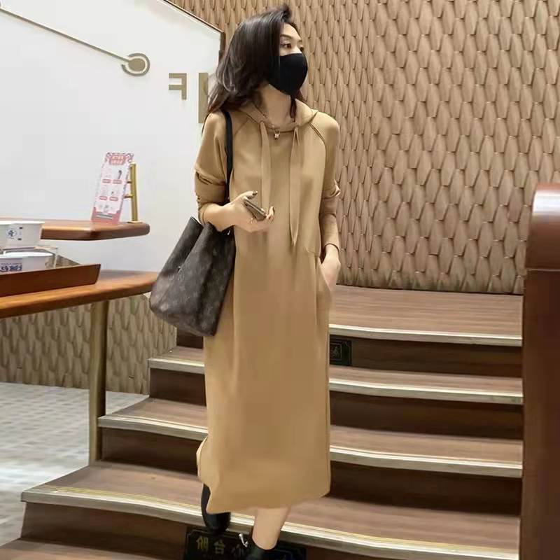 Đầm Len Dài Vừa Phải Có Mũ Trùm Đầu Kích Thước Lớn Cho Người Mũm Mĩm
