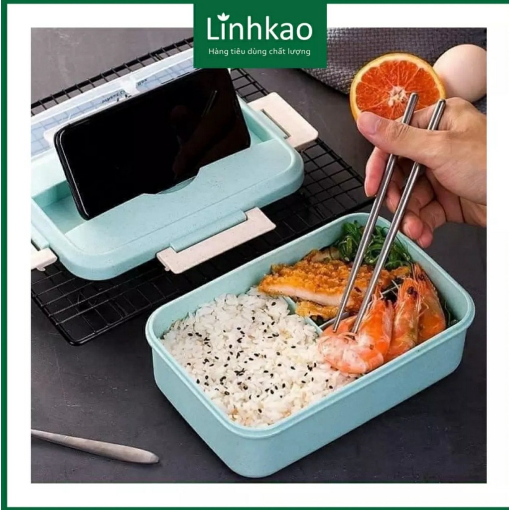 ( CÓ ĐŨA MUỖNG) Hộp cơm lúa mạch 3 ngăn  tiện lợi