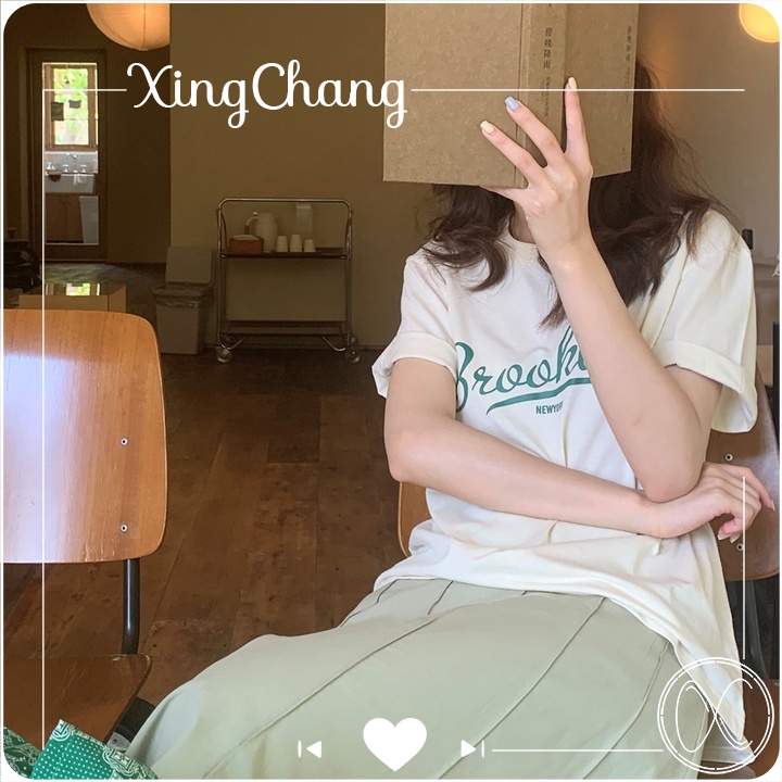 Áo thun nữ trắng basic, áo thun công sở XingChang chất đẹp nữ tính in Brookline mã NXC28