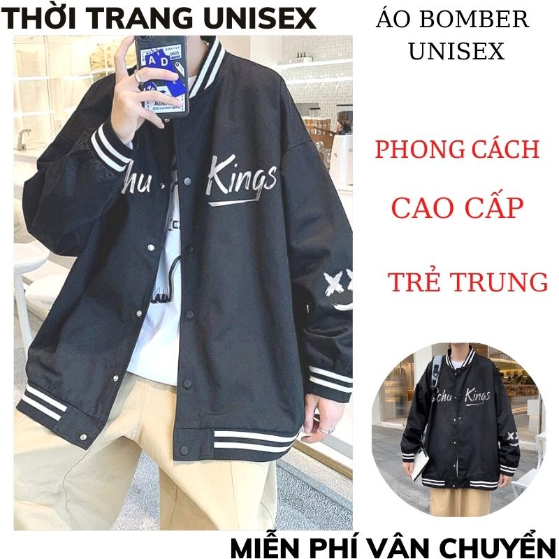 Áo Bomber Jacket Dù 2 Lớp in CHUS KING Unisex Nam Nữ  bóng chày hàn quốc ,áo bomber unisex XMTC2