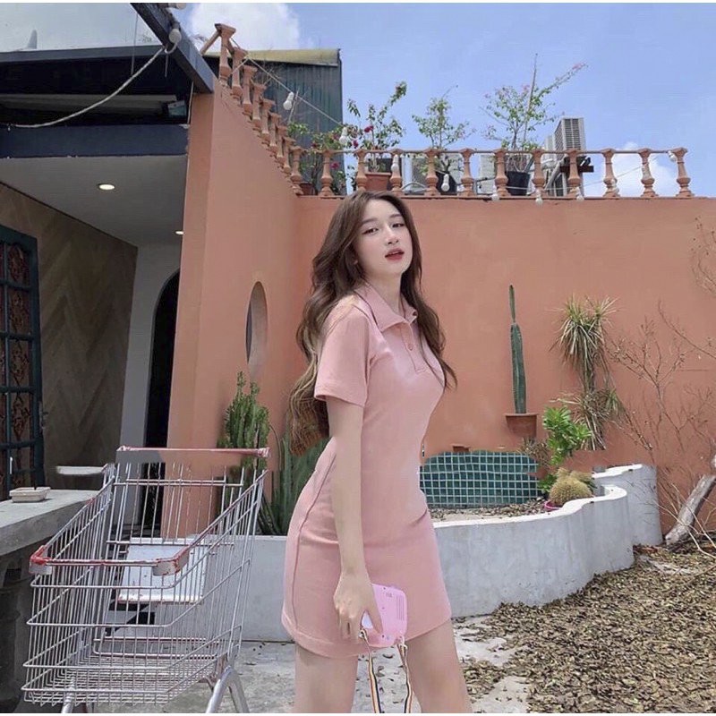Váy Polo Body Cổ Sơ Mi Đầm Polo Ngắn Tay Cotton Co Dãn 4c Full Size S M L | BigBuy360 - bigbuy360.vn