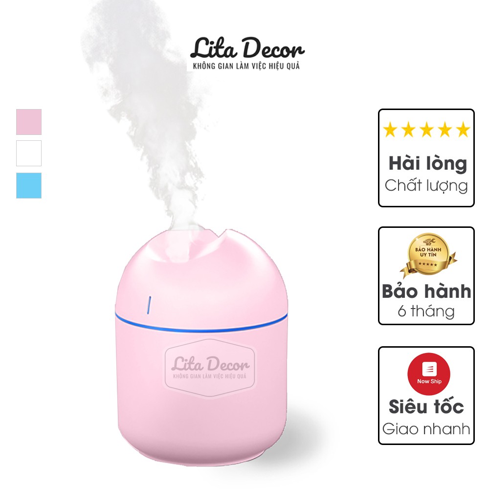Bình phun sương mini giá rẻ Lita Decor máy tạo độ ẩm làm mát khuếch tán tinh dầu có đèn led, mã PS01