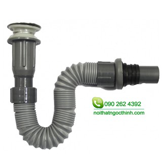 ống xả ruột gà thiết kế đầu XẢ NHẤN cho lavabo rửa mặt