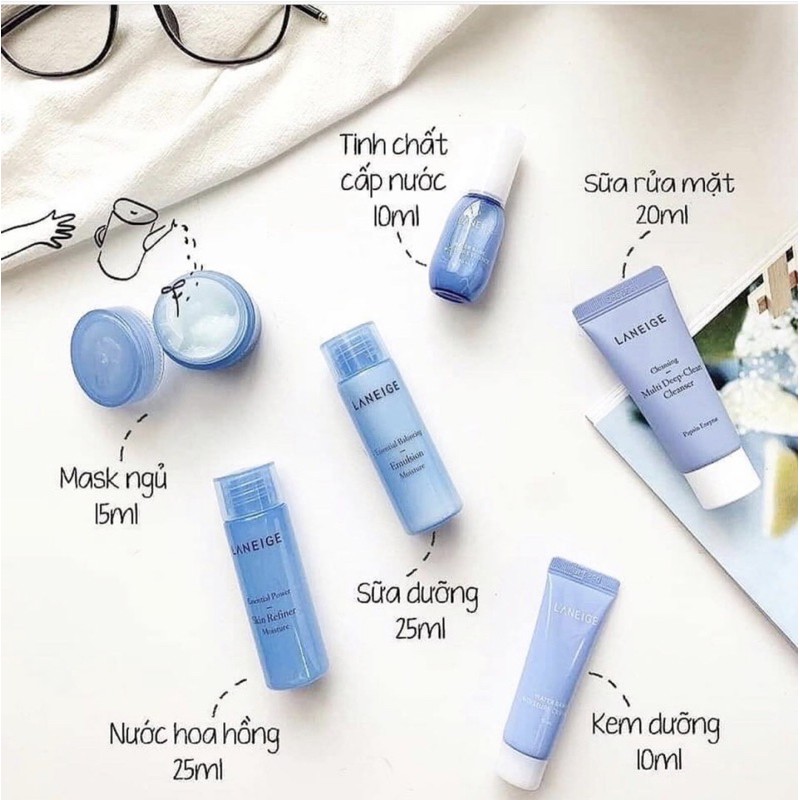 [CHÍNH HÃNG] BỘ KIT 6 MÓN CỦA LANEIGE: DƯỠNG ẨM, CẤP NƯỚC