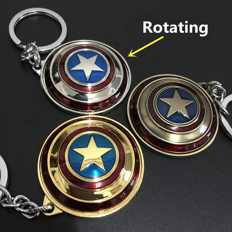 Móc Khóa Hình Siêu Anh Hùng Marvel Xoay 360 Độ°Móc Khóa Kim Loại Hình Khiên Captain America Avengers