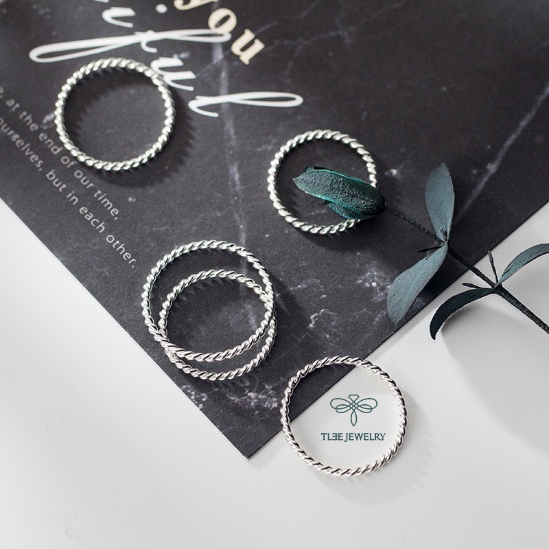 Nhẫn bạc TLEE xoắn bạc nguyên chất basic cá tính TleeJewelry A0279