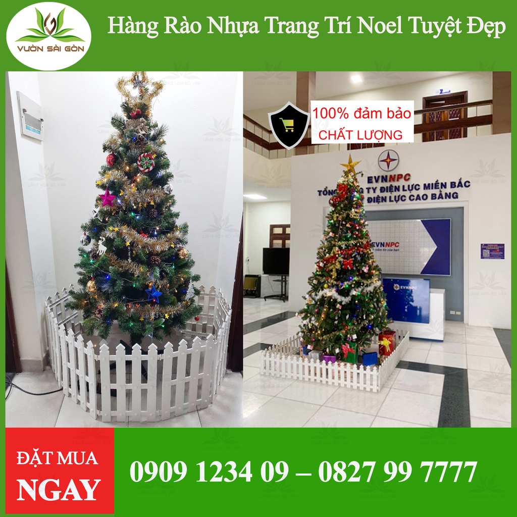 Combo 10 miếng hàng rào trắng cao 50cm x 30cm trang trí Noel, trang trí sân vườn (Vườn Sài Gòn - Vuon Sai Gon)