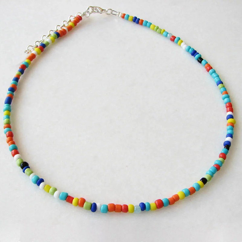 ♥ RT✨ Bohemian short neckline Choker handmade colorful rice Bead Necklace
