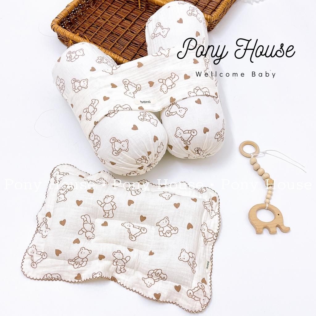 Bộ Gối Chặn Xô Sơ Sinh Boona Xô Muslin Ruột Bông Tự Nhiên Siêu Mềm Mại Chống Giật Mình Cho Bé Sơ Sinh
