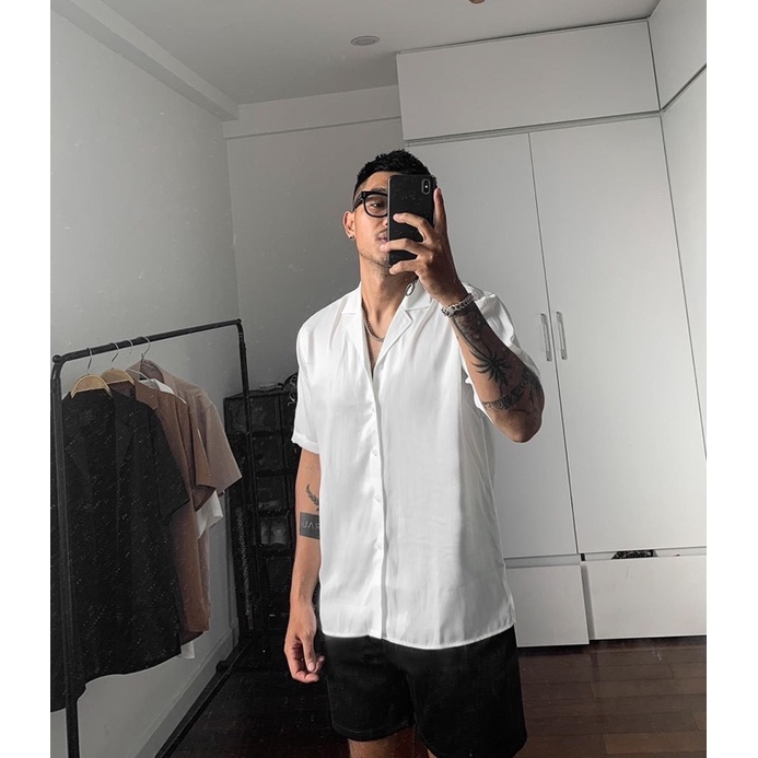 ÁO SƠ MI KATE CỔ VEST UNISEX TAY NGẮN DỄ PHỐI ĐỒ