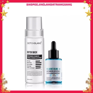 Bộ đôi ngăn ngừa mụn xóa mờ thâm dưỡng trắng Detox Blanc (Detox mask+Serum M)