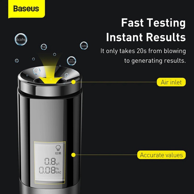 Máy Đo Nồng Độ Cồn Baseus Digital Alcohol Tester Nhỏ Ngọn Thông Minh - TopLink