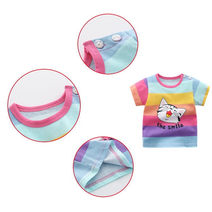 Áo Thun Cotton Tay Ngắn Mùa Hè 1018 Cho Bé Trai Bé Gái