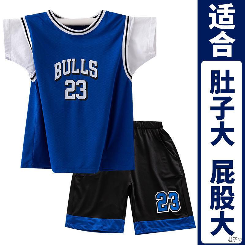Bộ quần áo thể thao cậu bé béo mùa hè nhanh khô cộng với phân bón để tăng độ lỏng lẻo đồng phục bóng rổ big size