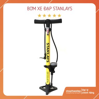 Bơm Tay Xe Đạp Xe Máy Có Đồng Hồ Đo Áp Suất Lốp Chân Gập Gọn Dài 60cm STANLAYS