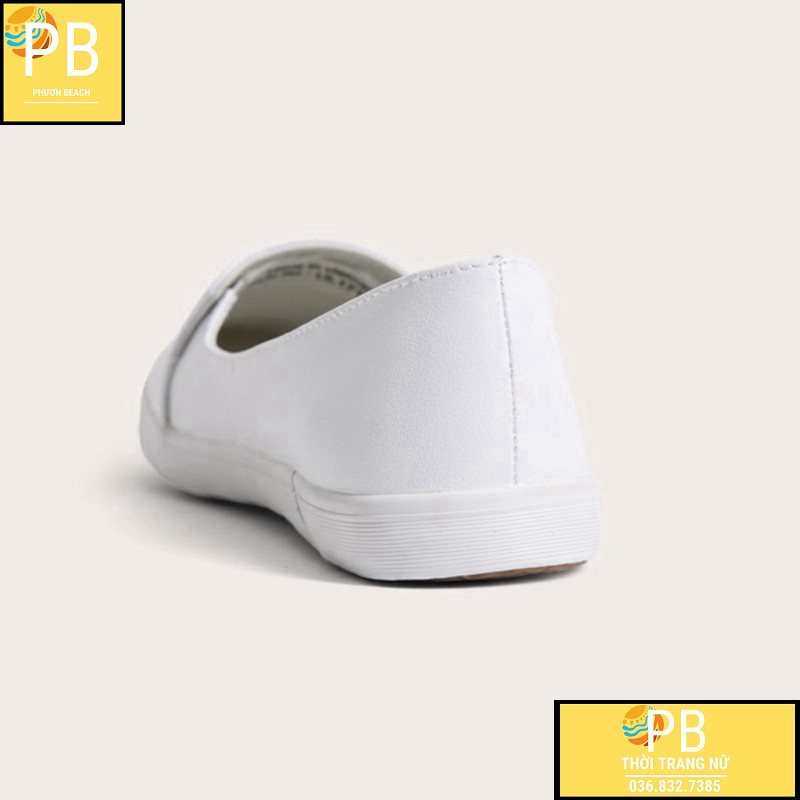 (GIÀY NỮ) Giày Slip-on Nữ Da Thật Cao cấp Urban UL1715 Trắng (VNXK)