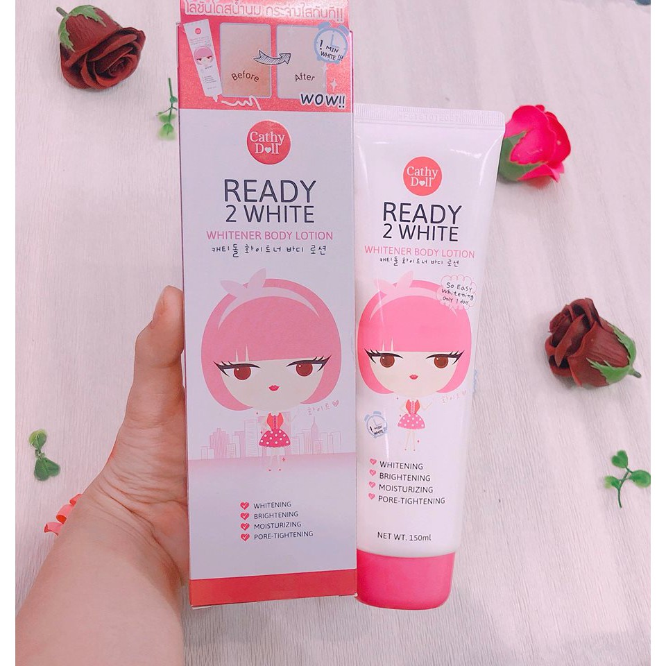 KEM DƯỠNG TRẮNG VÀ MAKE UP BODY READY 2 WHITE CATHY DOLL THÁI LAN