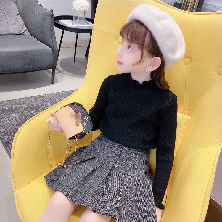 Áo len cổ cao phong cách Hàn Quốc thời trang mùa thu mới cho bé gái