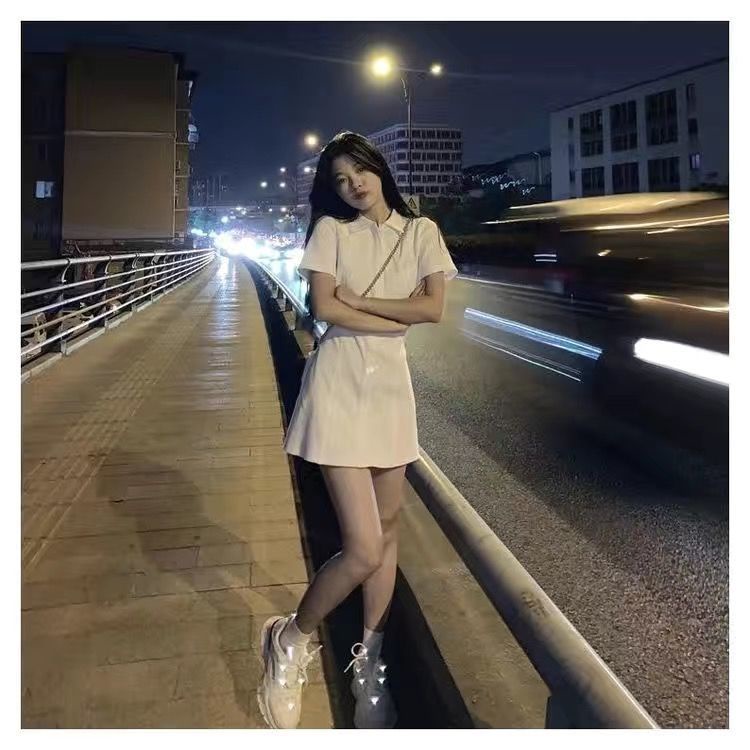 COZOK Đầm Cổ polo Ôm Eo Phong Cách Hàn Quốc