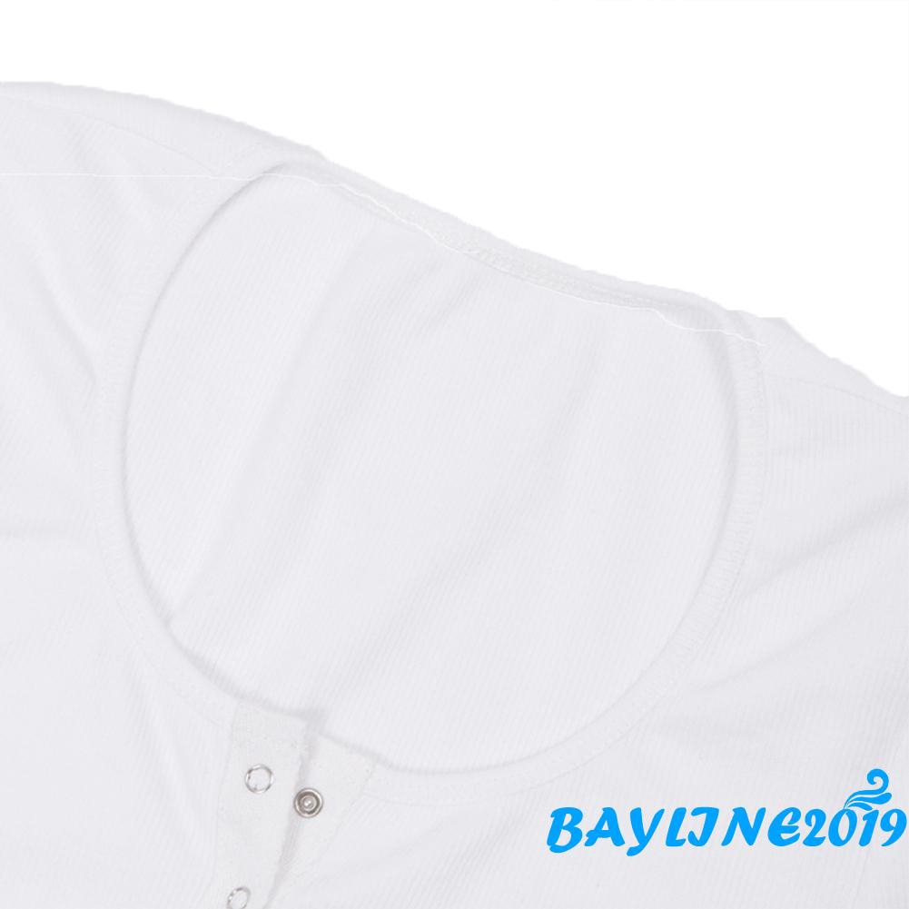 Áo Croptop Tay Ngắn Màu Trơn Phối Nút Thời Trang Mùa Hè Cho Nữ