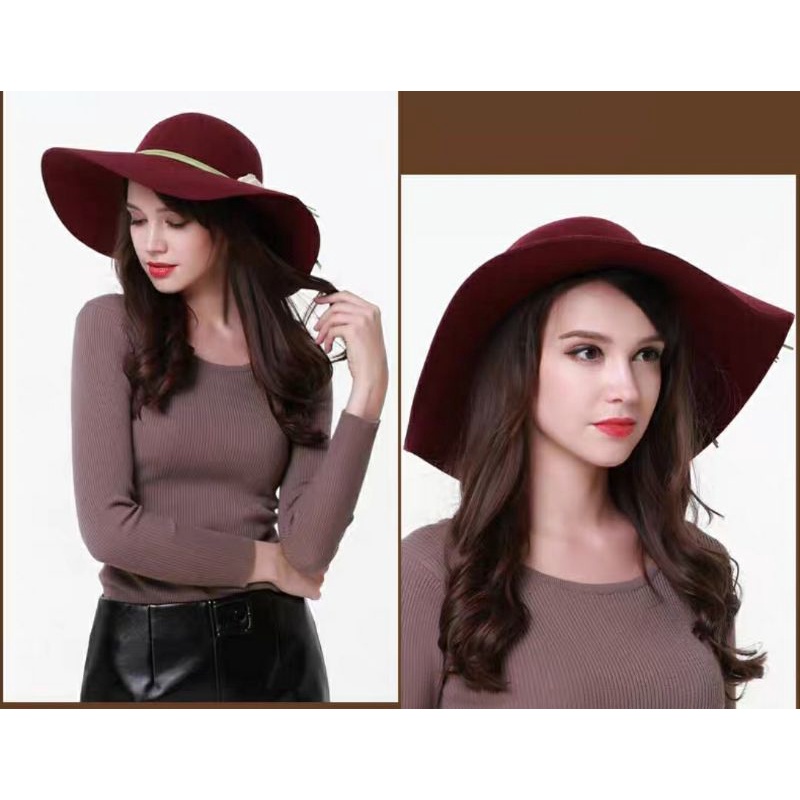 Nón mũ nỉ rộng vành nữ fedora Lh 0917399527