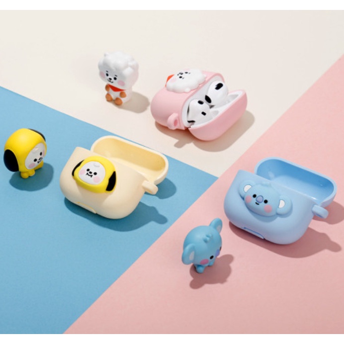 Vỏ Bảo Vệ Hộp Sạc Tai Nghe AirPods 3 / 3 Bằng Silicon Họa Tiết Hoạt Hình BT21 Màu Pastel Dễ