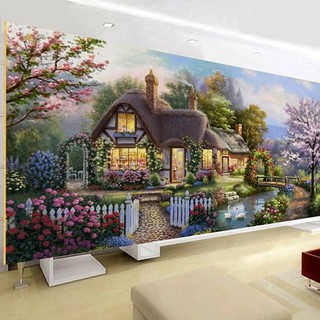 Tranh thêu chữ thập Phong cảnh tổ ấm hạnh phúc