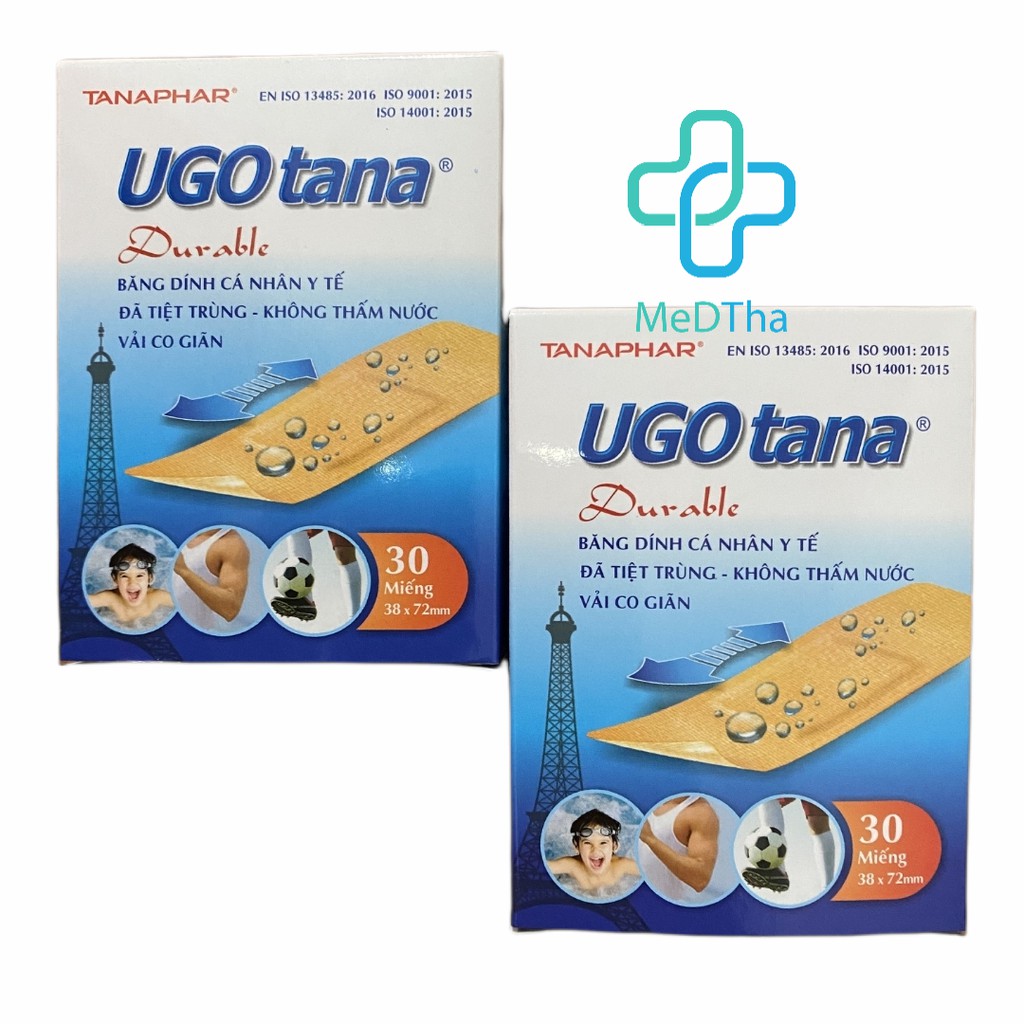 UGO tana - Băng cá nhân, băng gâu Y tế, băng vết thương chất liệu vải độ dính cao 30, 102 miếng [Chính hãng]