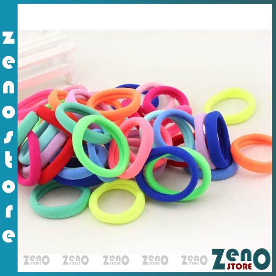 Set 20 dây buộc tóc màu đen và nhiều màu, dây thun buộc tóc đàn hồi đựng trong túi zip PT19