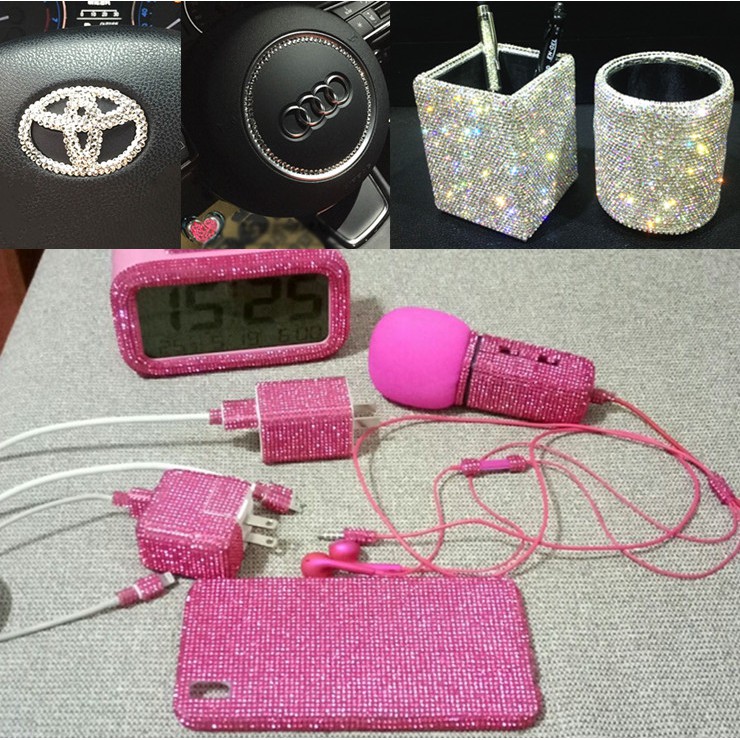 Miếng Dán Hai Mặt Đính Pha Lê 24*20cm Trang Trí Xe Hơi DIY