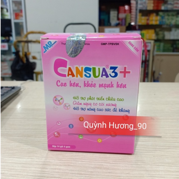 Cốm CANSUA3+ giúp tăng cường chiều cao vượt trội ( CANSUA 3+ hộp 14 gói )