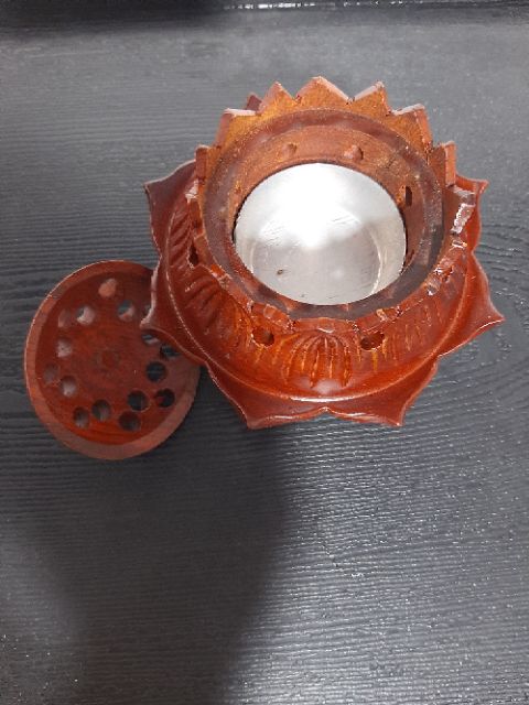 Lư gỗ hoa sen xông trầm