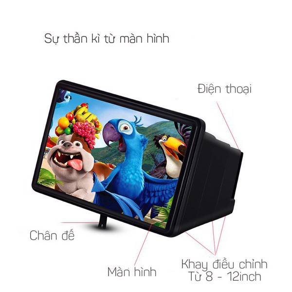 Kính phóng to màn hình 3D dành cho điện thoại, Kính phóng đại smartphone siêu nét chống chói mỏi mắt FERADO