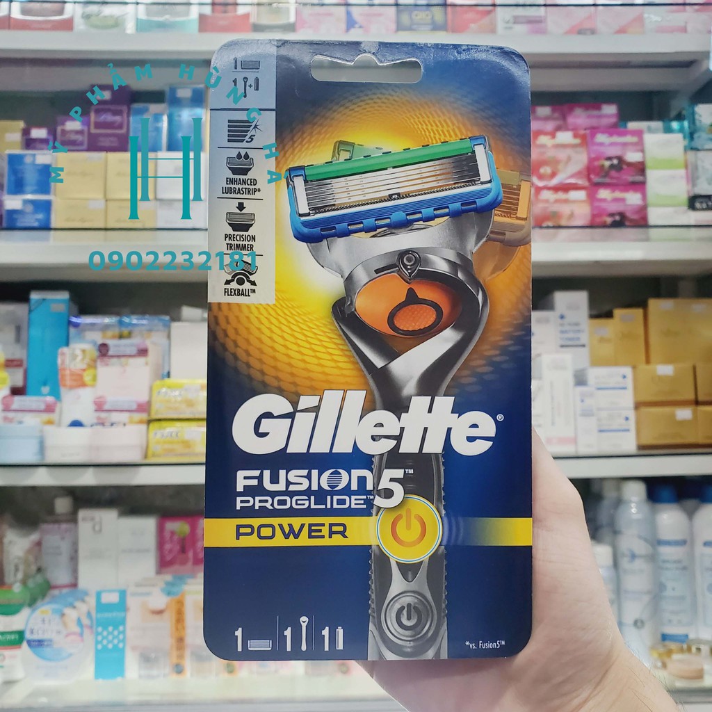 Dao cạo râu Gillette Fusion 5 Power,  dao cạo râu 5 lưỡi, dùng pin cao cấp Gillette